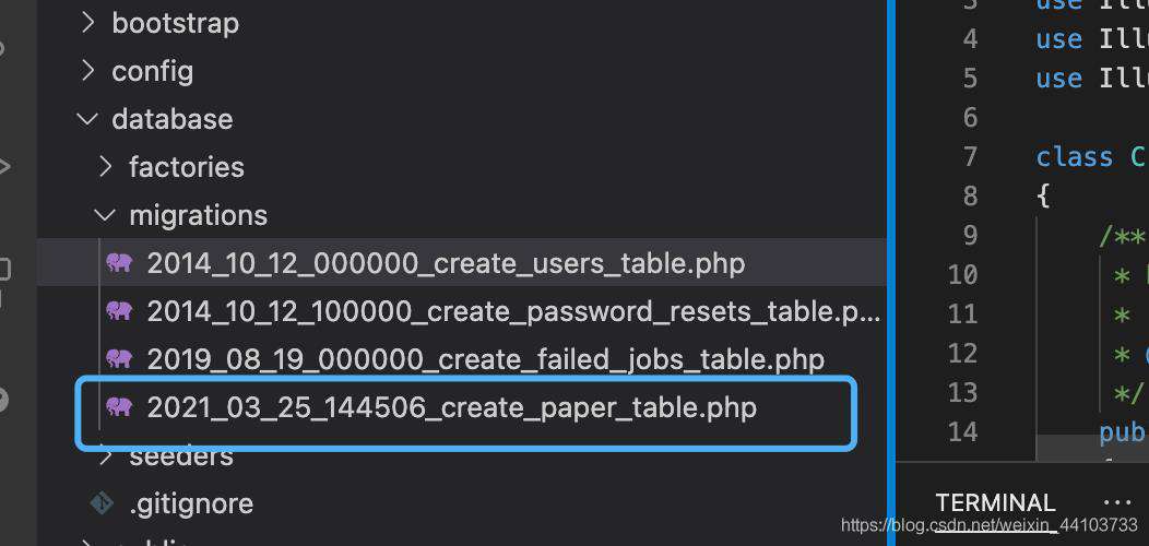 laravel的数据表的迁移