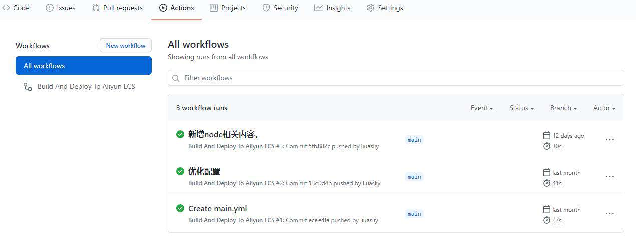 GitHub Actions 部署页面至阿里云ECS