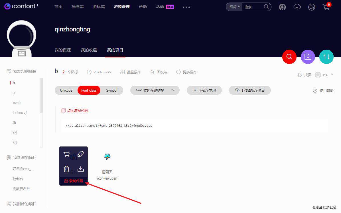傻瓜式教程——阿里云图标引入自己的项目