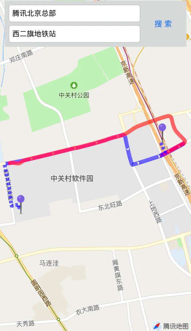 腾讯位置服务地图SDK公交路线规划应用示例2