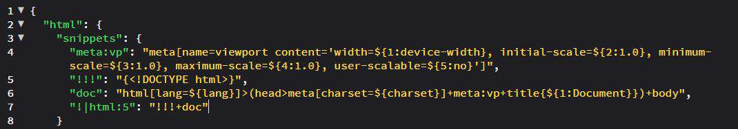 VSCode中Emmet修改默认html或css模板snippets