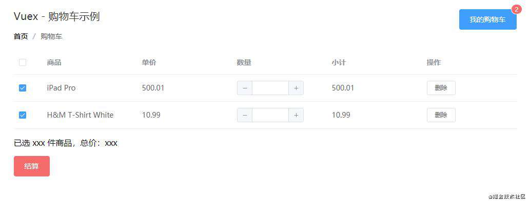 Vuex(二) —— 用Vuex完成购物车案例